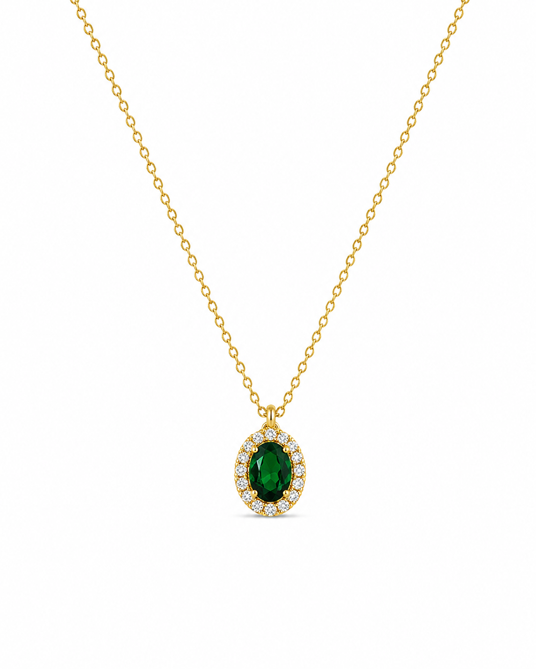 Emerald Elegance Necklace 925 Silver Gold Plated