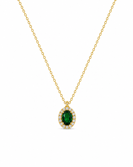 Emerald Elegance Necklace 925 Silver Gold Plated