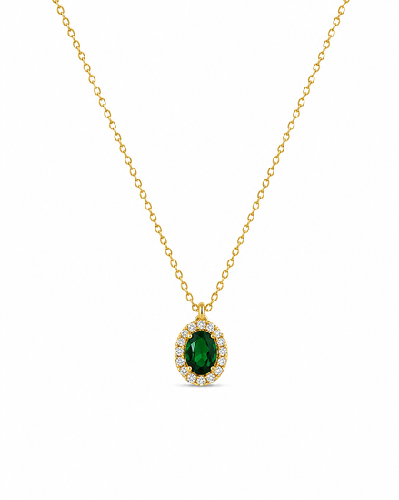 Emerald Elegance Necklace 925 Silver Gold Plated
