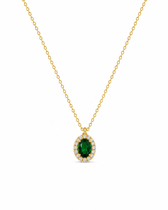 Emerald Elegance Necklace 925 Silver Gold Plated