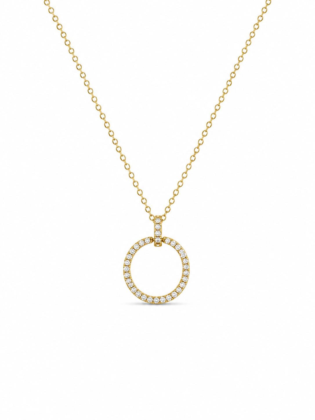 Circle Necklace with Zircon Stones in Sterling Silver 925 Gold Plated