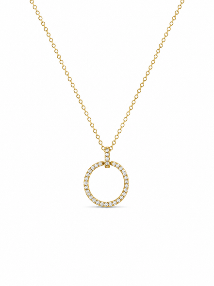 Circle Necklace with Zircon Stones in Sterling Silver 925 Gold Plated