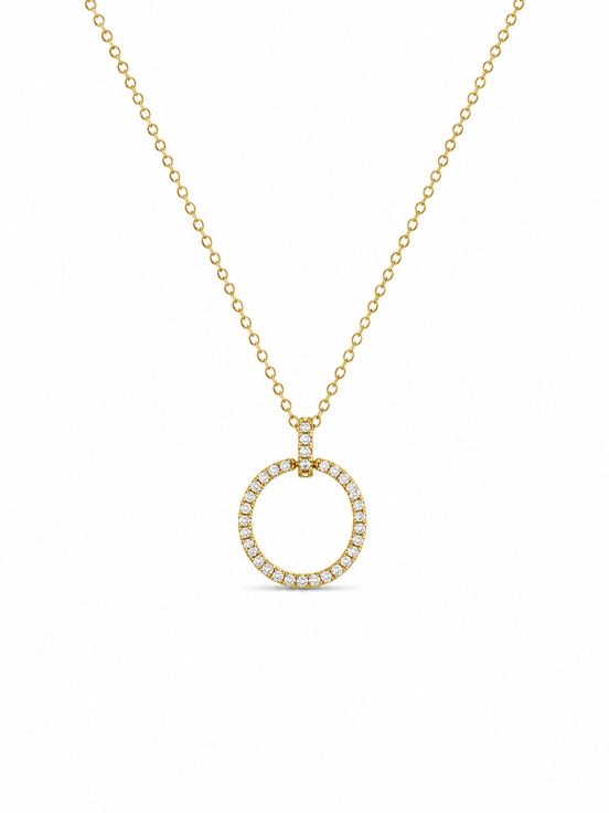 Circle Necklace with Zircon Stones in Sterling Silver 925 Gold Plated