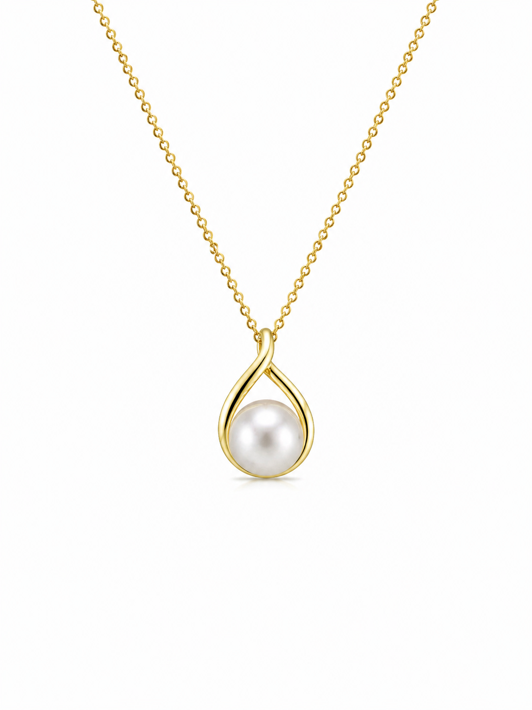 Pearl Drop Necklace Gold Plated in Sterling Silver 925