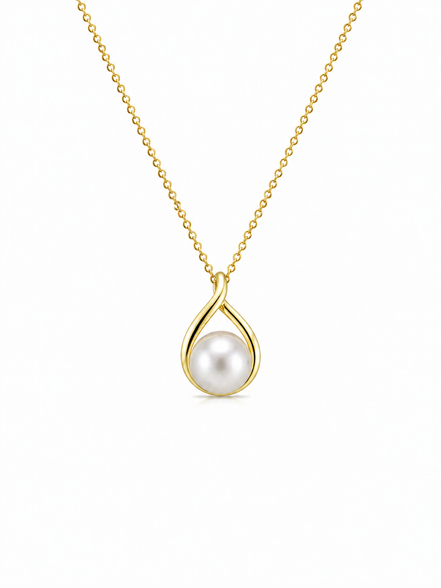Pearl Drop Necklace Gold Plated in Sterling Silver 925