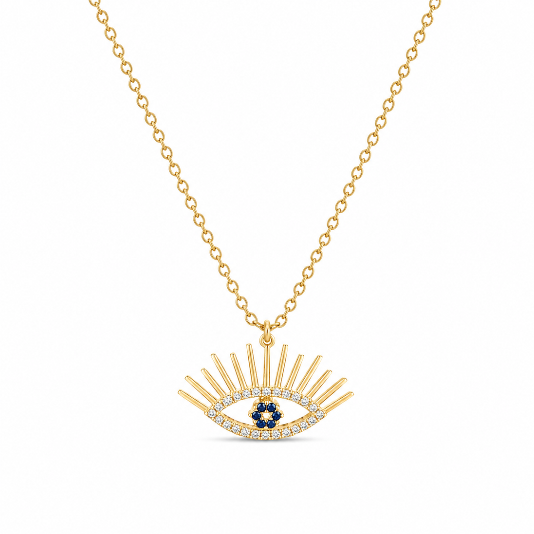 Evil Eye Necklace with Zircon Stones in Sterling Silver 925 Gold Plated
