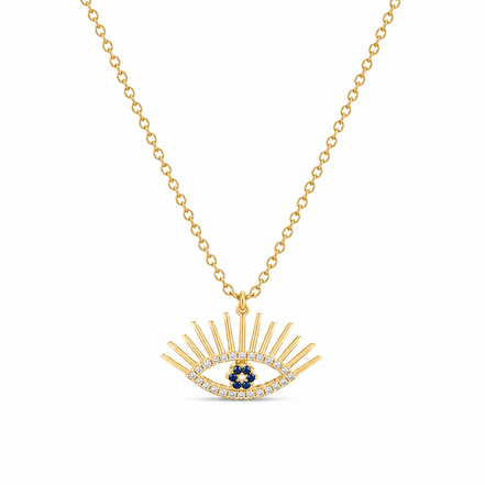 Evil Eye Necklace with Zircon Stones in Sterling Silver 925 Gold Plated