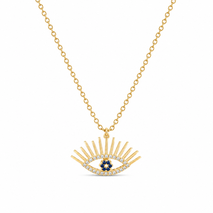 Böse-Auge-Halskette mit Zirkonia-Steinen aus Sterlingsilber 925 vergoldet