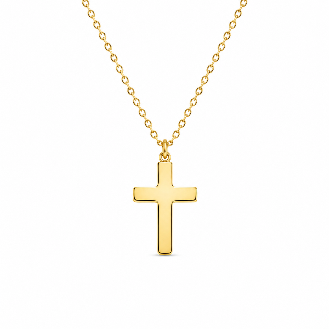 Minimal Gold Plated Cross Necklace in Sterling Silver 925