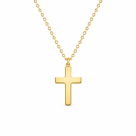 Minimal Gold Plated Cross Necklace in Sterling Silver 925