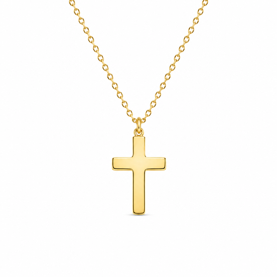 Minimal Gold Plated Cross Necklace in Sterling Silver 925