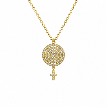 Halskette „Radiant Circle Cross“ 925 Silber vergoldet
