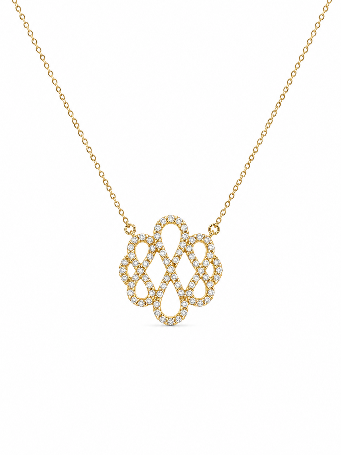 Elegant Lace Pendant Necklace – Sterling Silver 925 Gold Plated