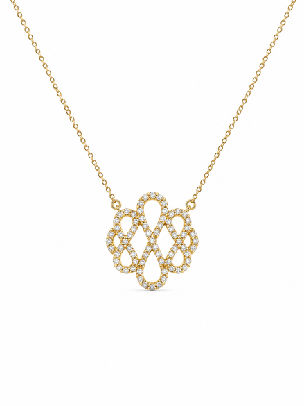 Elegant Lace Pendant Necklace – Sterling Silver 925 Gold Plated