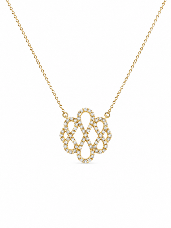 Elegant Lace Pendant Necklace – Sterling Silver 925 Gold Plated