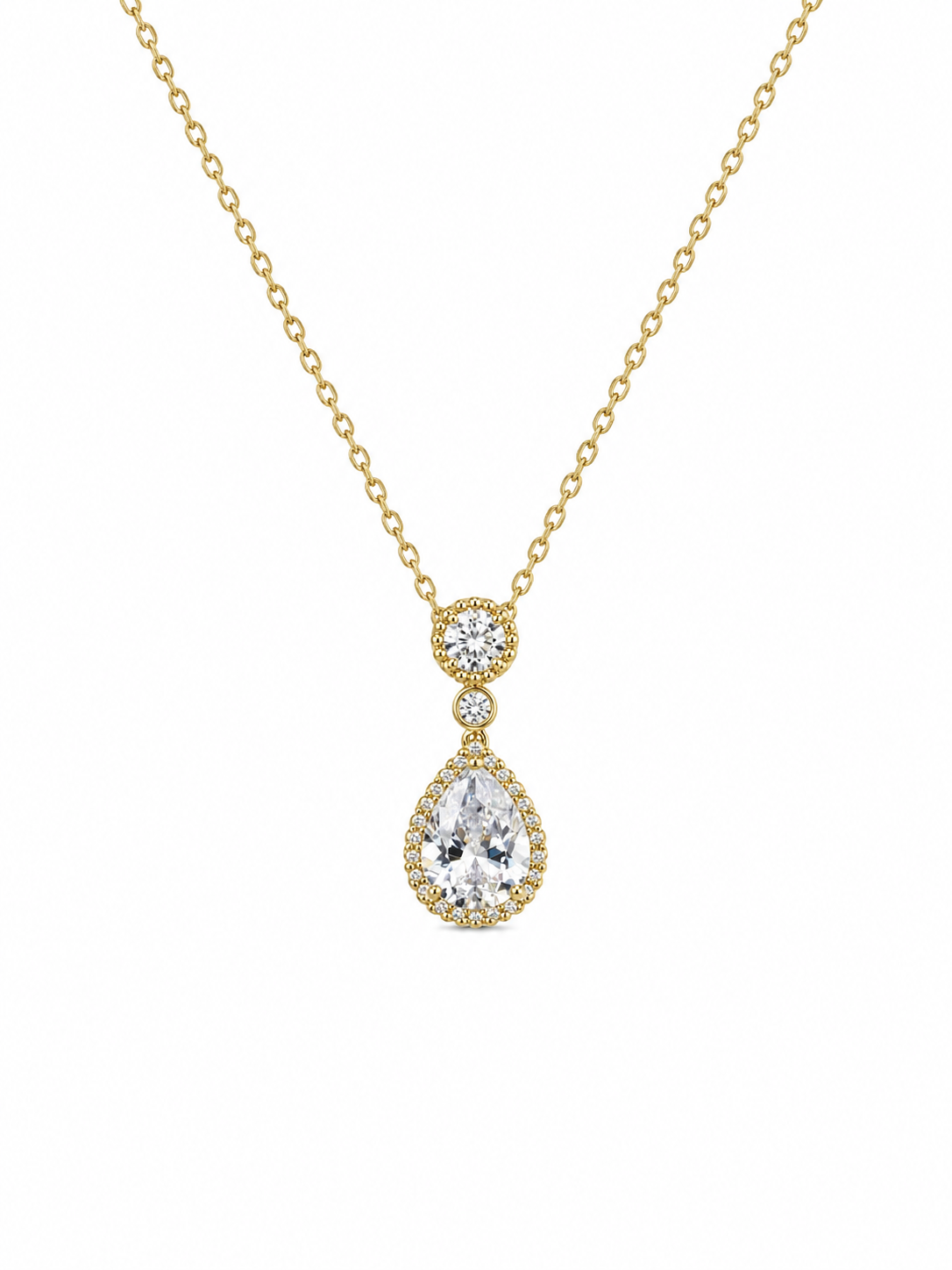 Radiant Drop Necklace – Sterling Silver 925 Gold Plated