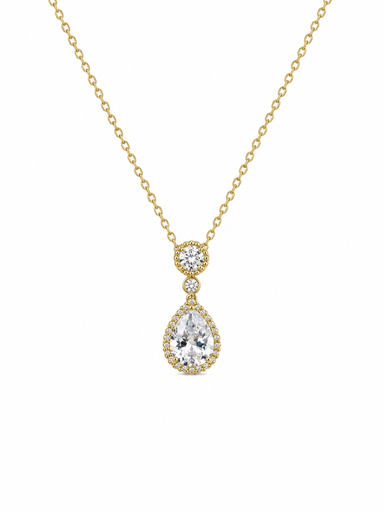 Radiant Drop Necklace – Sterling Silver 925 Gold Plated