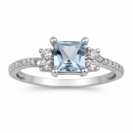Sterling Silver Ice Blue Princess Cut Ring