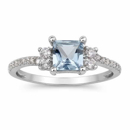 Sterling Silver Ice Blue Princess Cut Ring
