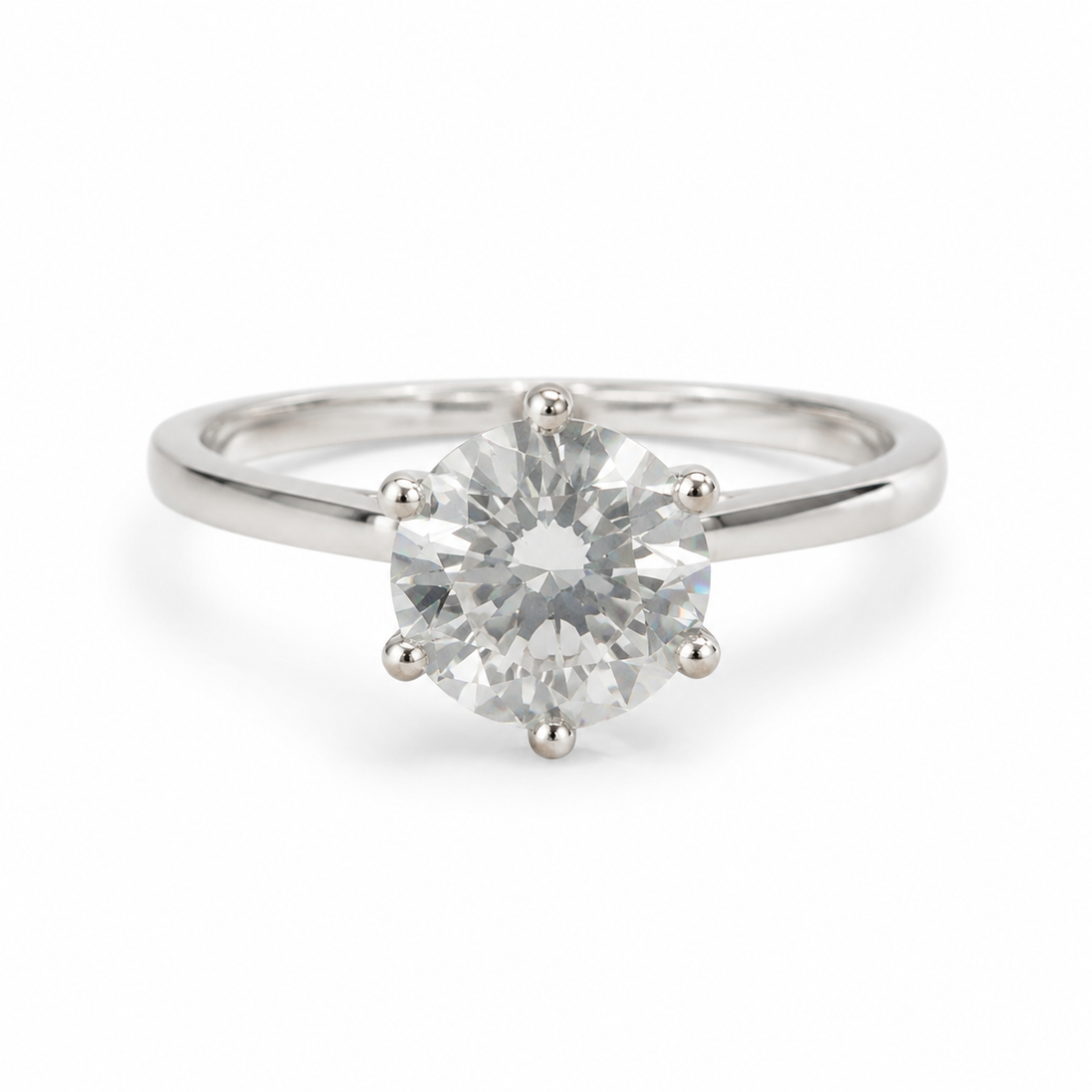 Sterling Silver Classic Round Solitaire Ring