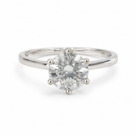 Sterling Silver Classic Round Solitaire Ring