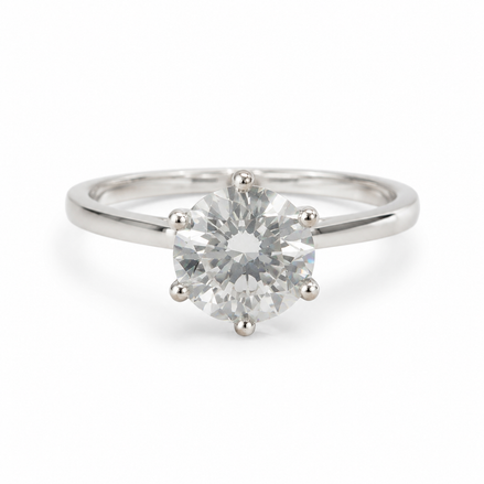Sterling Silver Classic Round Solitaire Ring