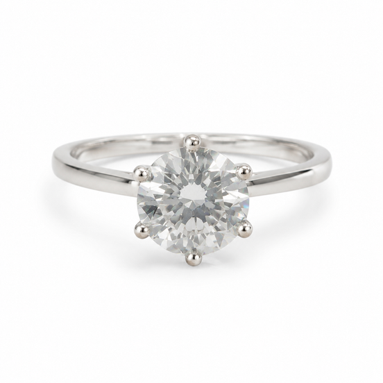 Sterling Silver Classic Round Solitaire Ring
