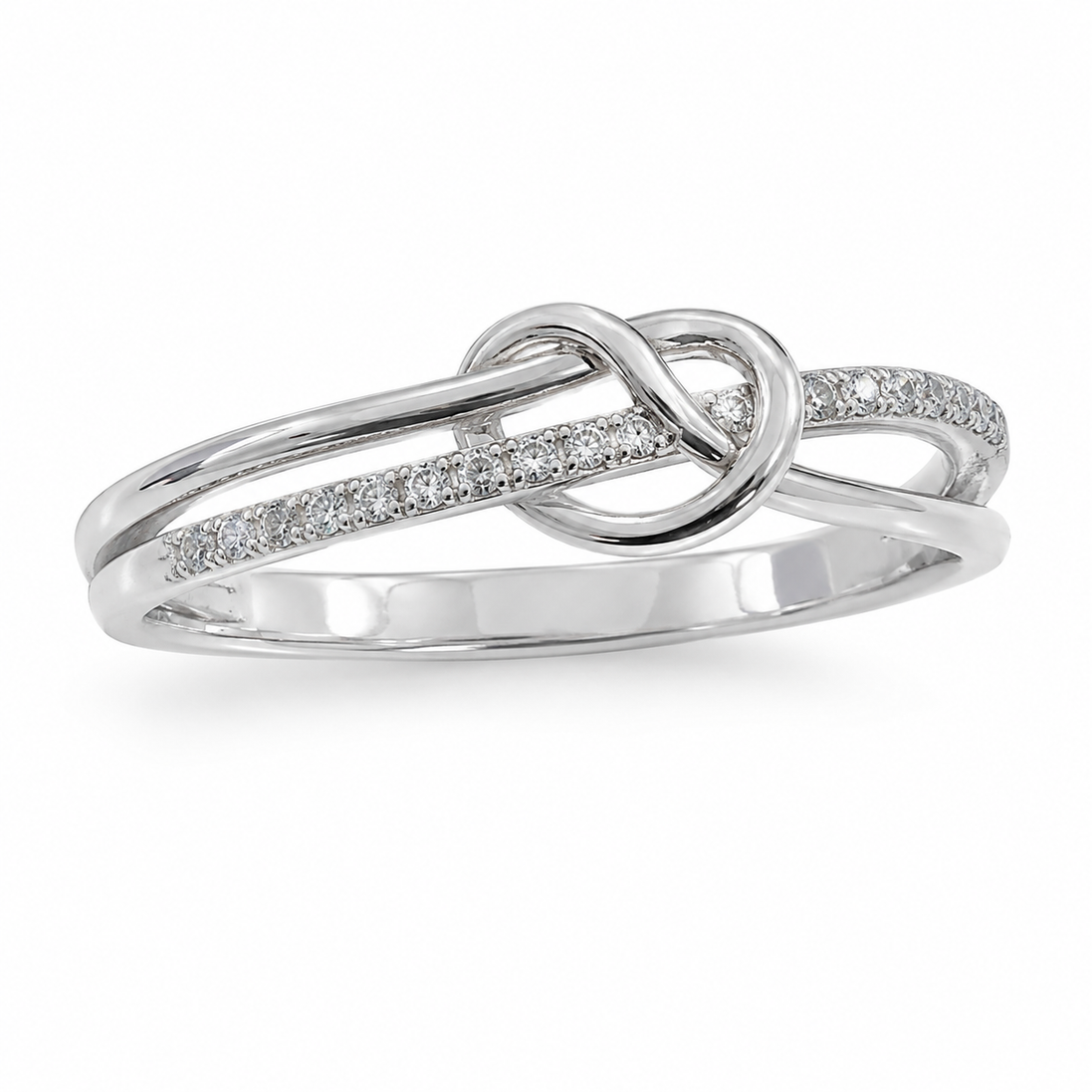 Sterling Silver Pavé Love Knot Ring