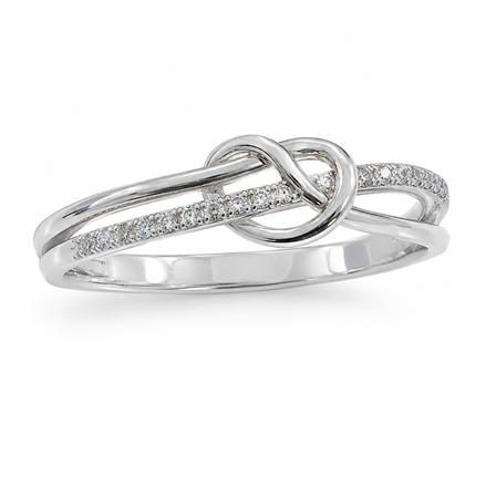 Sterling Silver Pavé Love Knot Ring