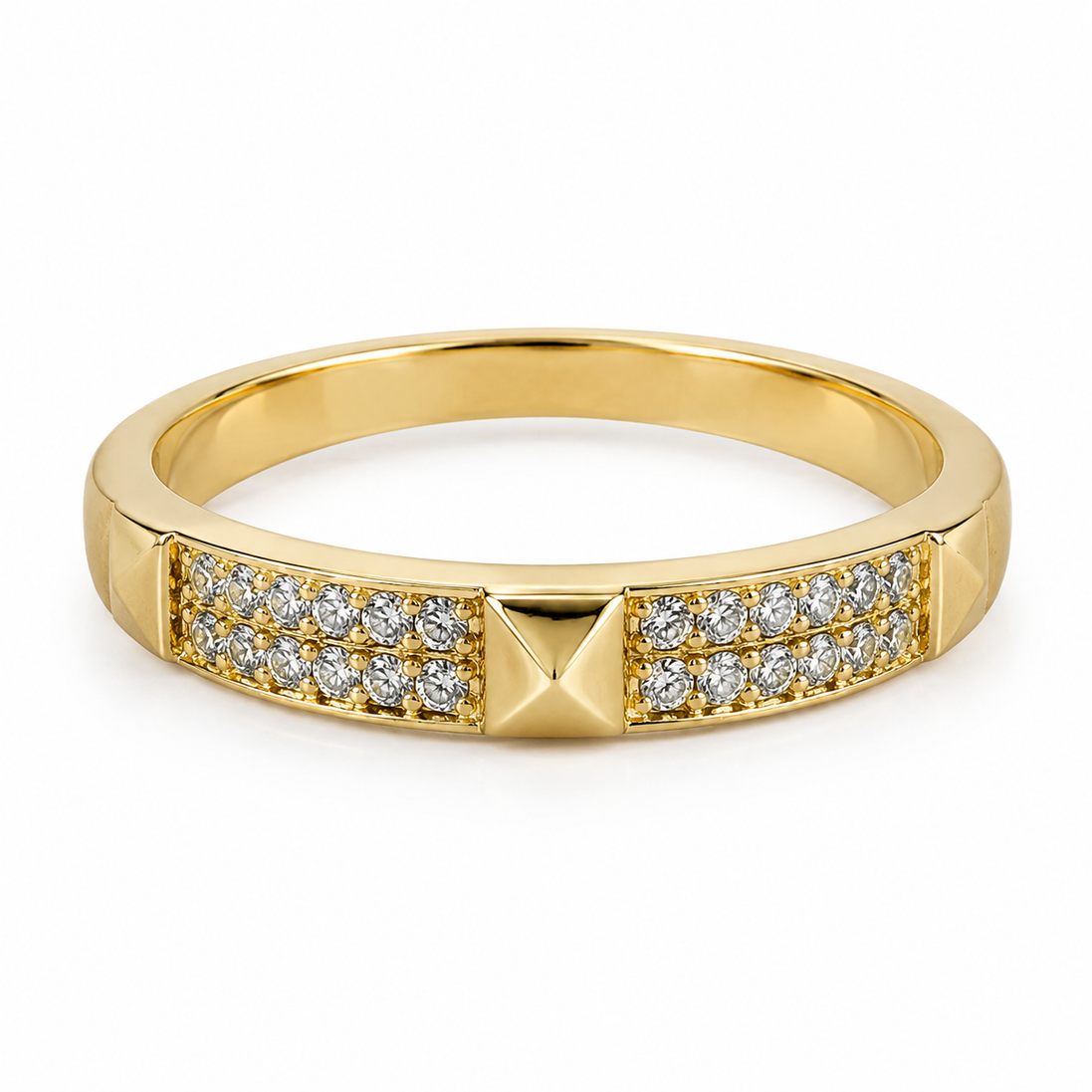 Gold Tone Sterling Silver Pavé Pyramid Ring