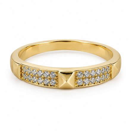 Gold Tone Sterling Silver Pavé Pyramid Ring