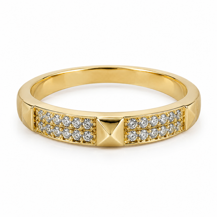 Gold Tone Sterling Silver Pavé Pyramid Ring