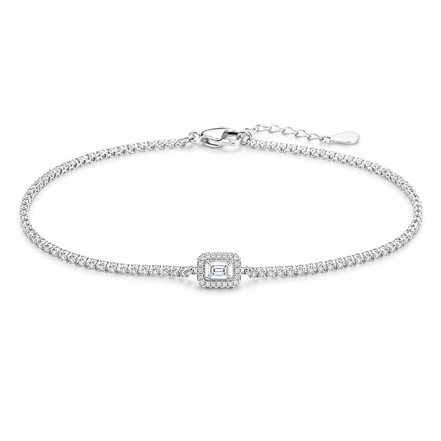 Baguette-Center-Tennisarmband (Silberfarben)