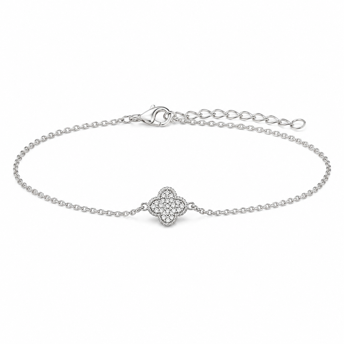 Pavé Clover Bracelet in Sterling Silver 925