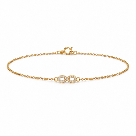 Pavé Infinity Bracelet in Gold Plated Sterling Silver 925