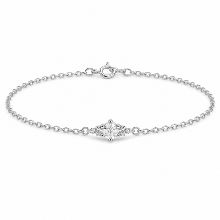 Round Solitaire Bracelet in Sterling Silver 925