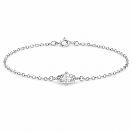 Round Solitaire Bracelet in Sterling Silver 925