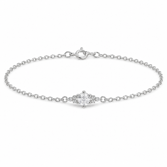 Round Solitaire Bracelet in Sterling Silver 925