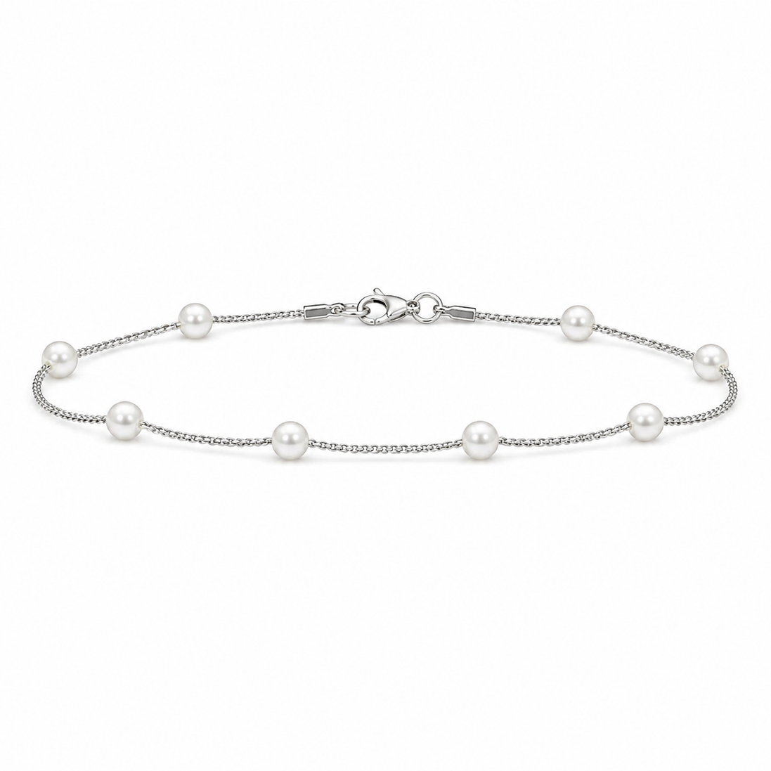 Pearl Station Bracelet in Sterling Silver 925