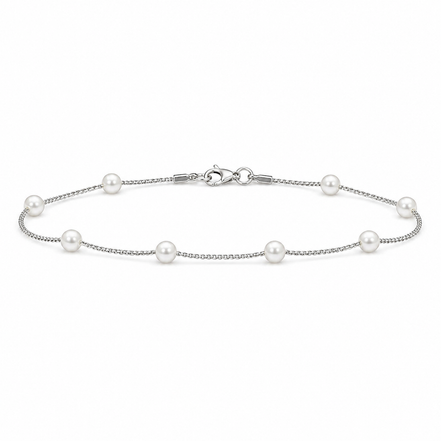 Pearl Station Bracelet in Sterling Silver 925