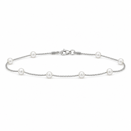 Pearl Station Bracelet in Sterling Silver 925