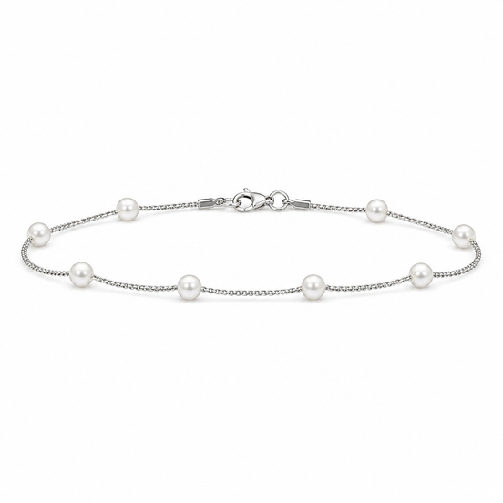 Pearl Station Bracelet in Sterling Silver 925