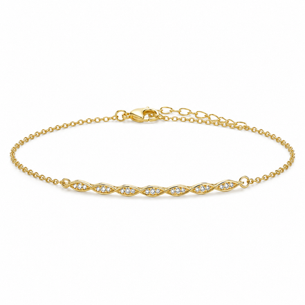 Twisted Pavé Bar Bracelet in Gold Plated Sterling Silver 925