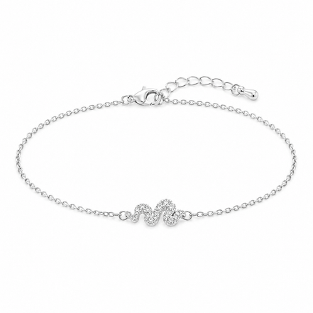 Double Wave Pavé Bracelet in Sterling Silver 925