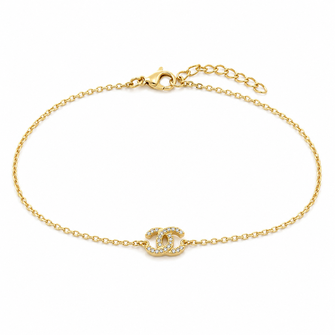 Interlocking C Pavé Bracelet in Gold Plated Sterling Silver 925