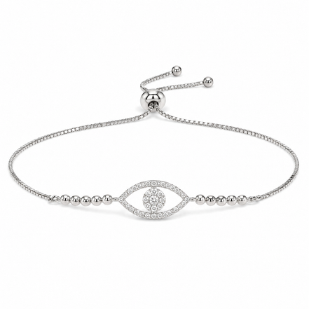 Pavé Evil Eye Slider Bracelet in Sterling Silver 925