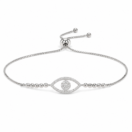 Pavé Evil Eye Slider Bracelet in Sterling Silver 925