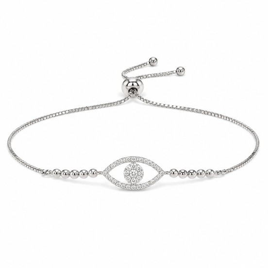 Pavé Evil Eye Slider Bracelet in Sterling Silver 925