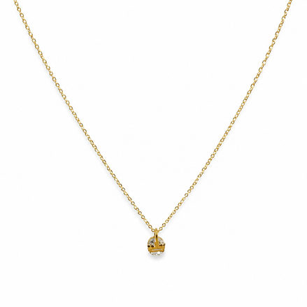 Gold Crystal Solitaire Necklace