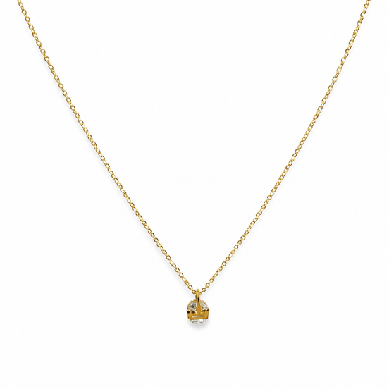 Gold Crystal Solitaire Necklace